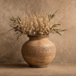 Vase en céramique avec feuillage sec